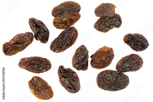 Raisins isolated on white background with clipping path . photo