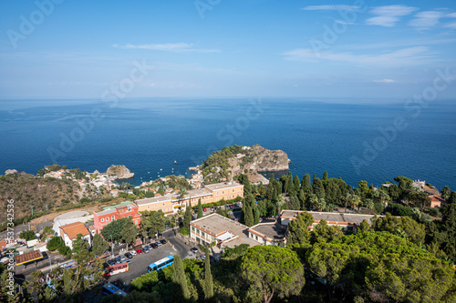 Fototapeta Naklejka Na Ścianę i Meble -  Aerial view of the beautiful coastline of Taormina