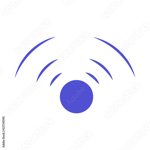 Echo sonar waves. Blue radar symbol on sea and ultrasonic signal reflection. Icon detect and scan vibration or water. Round pulsating circle wave system vector illustration concept