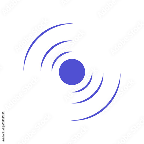 Echo sonar waves. Blue radar symbol on sea and ultrasonic signal reflection. Icon detect and scan vibration or water. Round pulsating circle wave system vector illustration concept