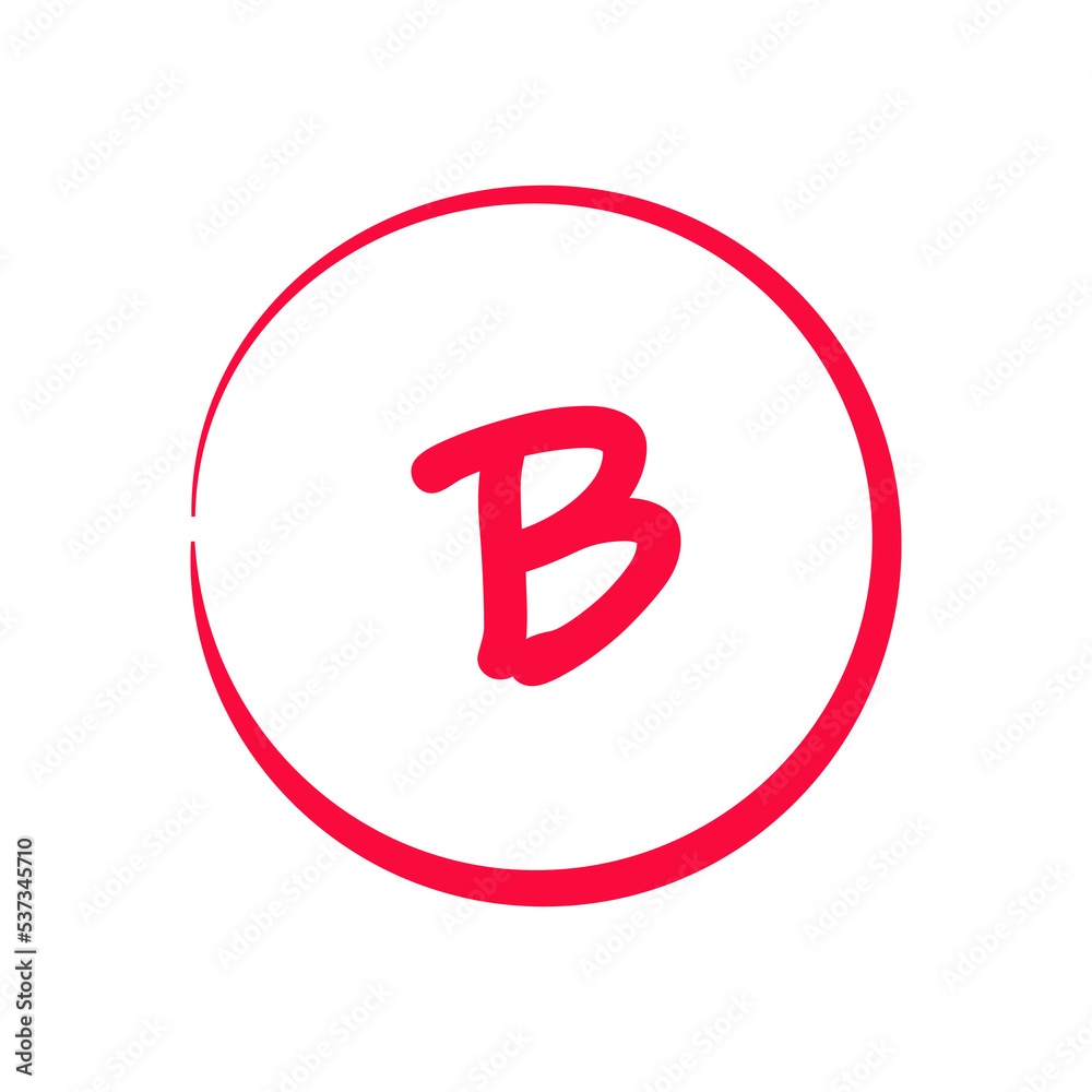 Grading system B . Grades for school sign. Exam result written in red pen. Icon for student and education marker evaluation. Study score scribble Grading system B . Grades for school sign. Exam result written in red pen. Icon for student and education marker evaluation. Study score scribble