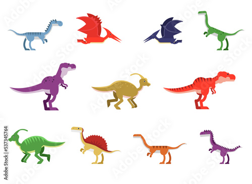 Predatory Dinosaurs as Wild Jurassic Period Animal Vector Set