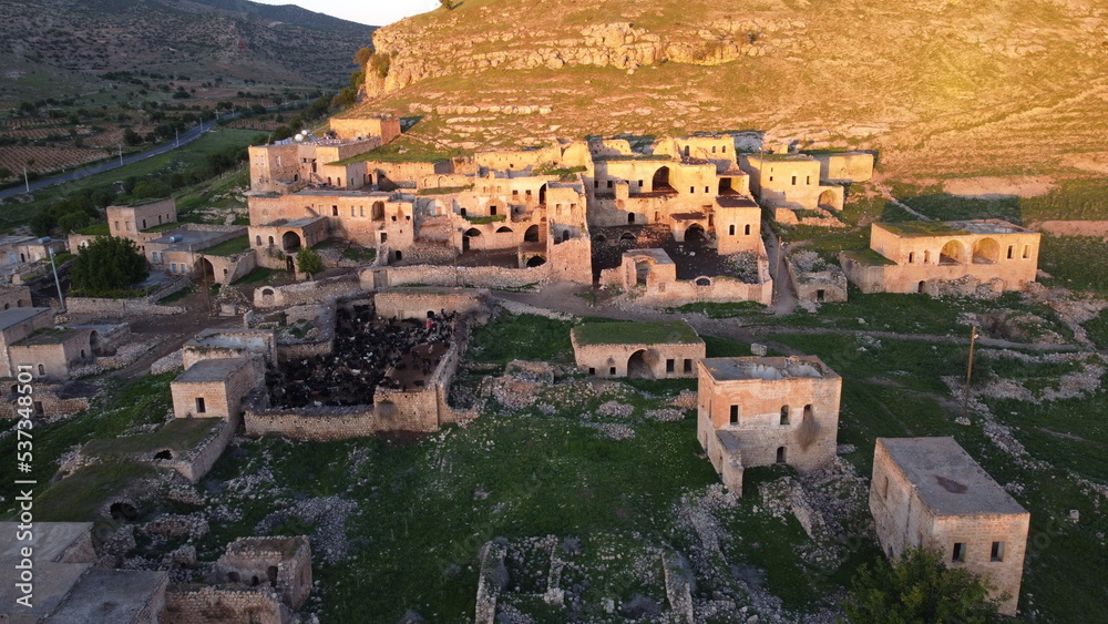 Drone View. Abandoned village houses named Kellith or Kıllıt in the Savur district of Mardin.