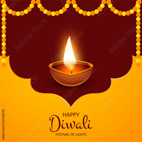 Happy diwali festival ethnic background with diya