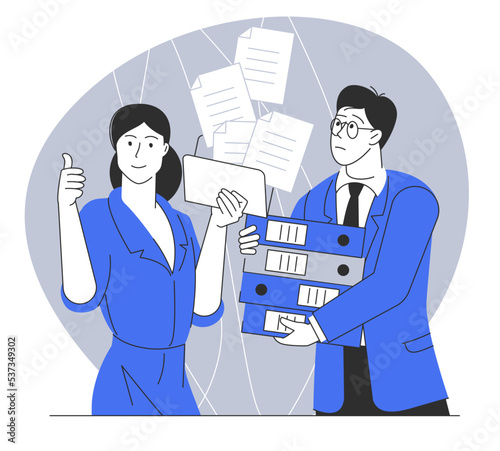 Paperwork vs electronic documents.
