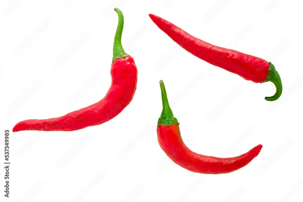 Red chilli peppers isolated on a white background