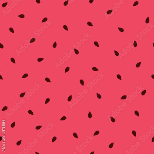 Vector watermelon seamless pattern with seeds. Colorful juicy summer tropical background. Flat design.
