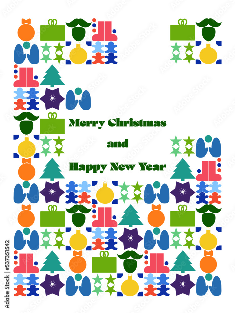 Fototapeta premium Merry Christmas art card. Xmas elements and decorations.