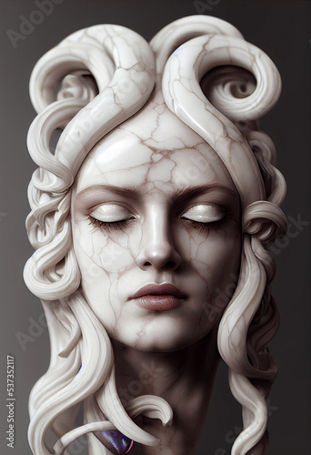 revived sculpture of the gorgon medusa
