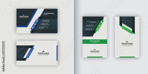 Business card design horizontal and vertical
