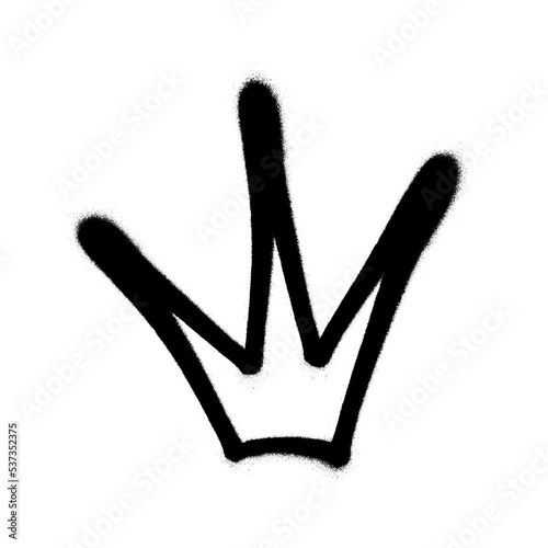 Sprayed crown with overspray in black over white. Vector illustration.