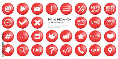 Red exclamation mark symbol and social media communication sign icon on alert danger problem. 3D vector design. 3D rendering.