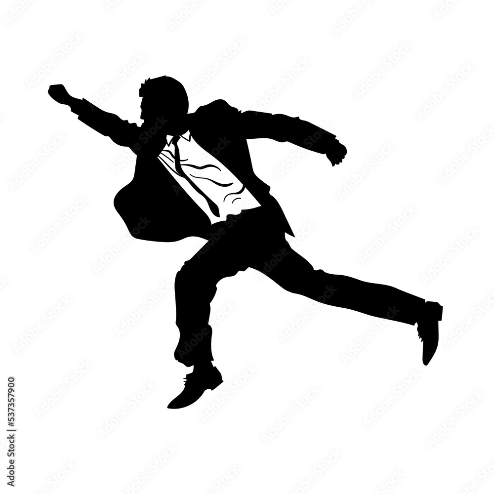 silhouette of a man running in a suit