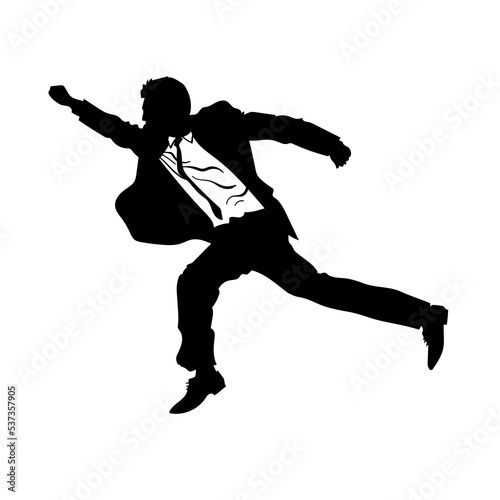 silhouette of a man running in a suit