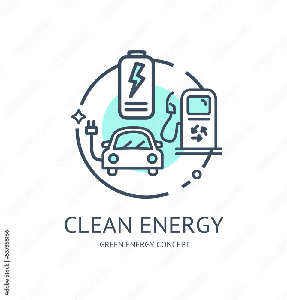Green Energy Thin Line Icon Concept. Vector Green Energy Thin Line Icon Concept. Vector