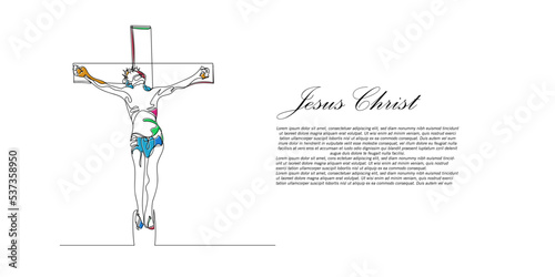 continuous line of Jesus christ.one line drawing of the Lord jesus being overtaken.line art of the event of the crucifixion of jesus christ