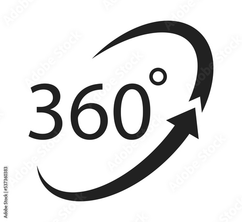 360 icon. 360 degrees view.