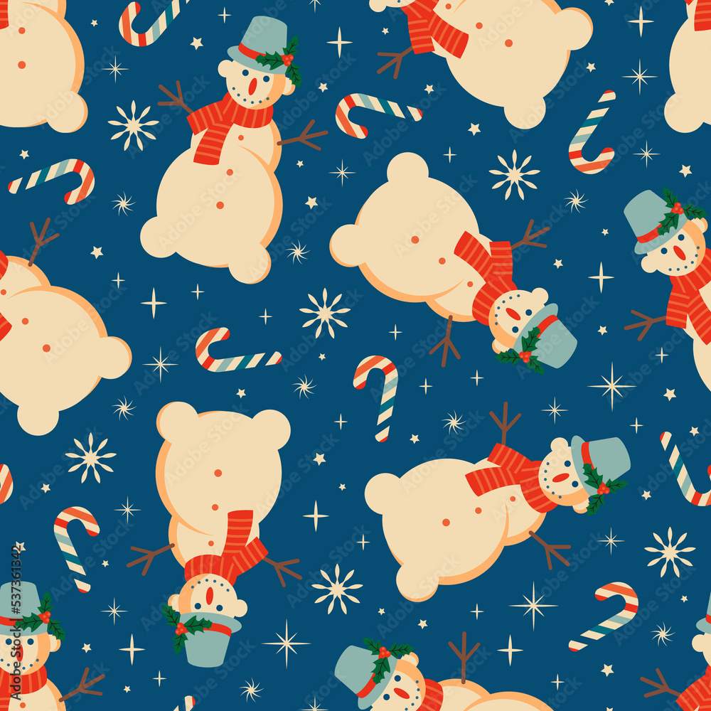 Christmas seamless pattern with Snowman Christmas seamless pattern with Snowman