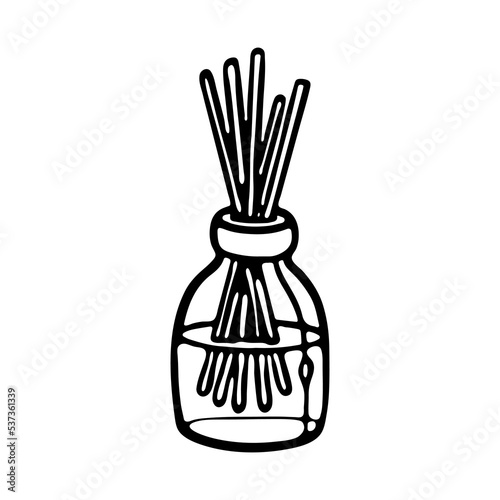 Aromatherapy diffuser outline doodle Vector Illustration isolated on white background. Aroma Spa