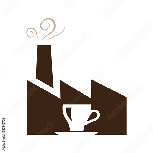 cup of coffee and factory building