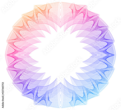 Design elements guilloche. Soft rainbow color. Linear background. polygonal lines. Protective layer for the template of banknotes, diplomas and certificates. Vector illustration EPS 10