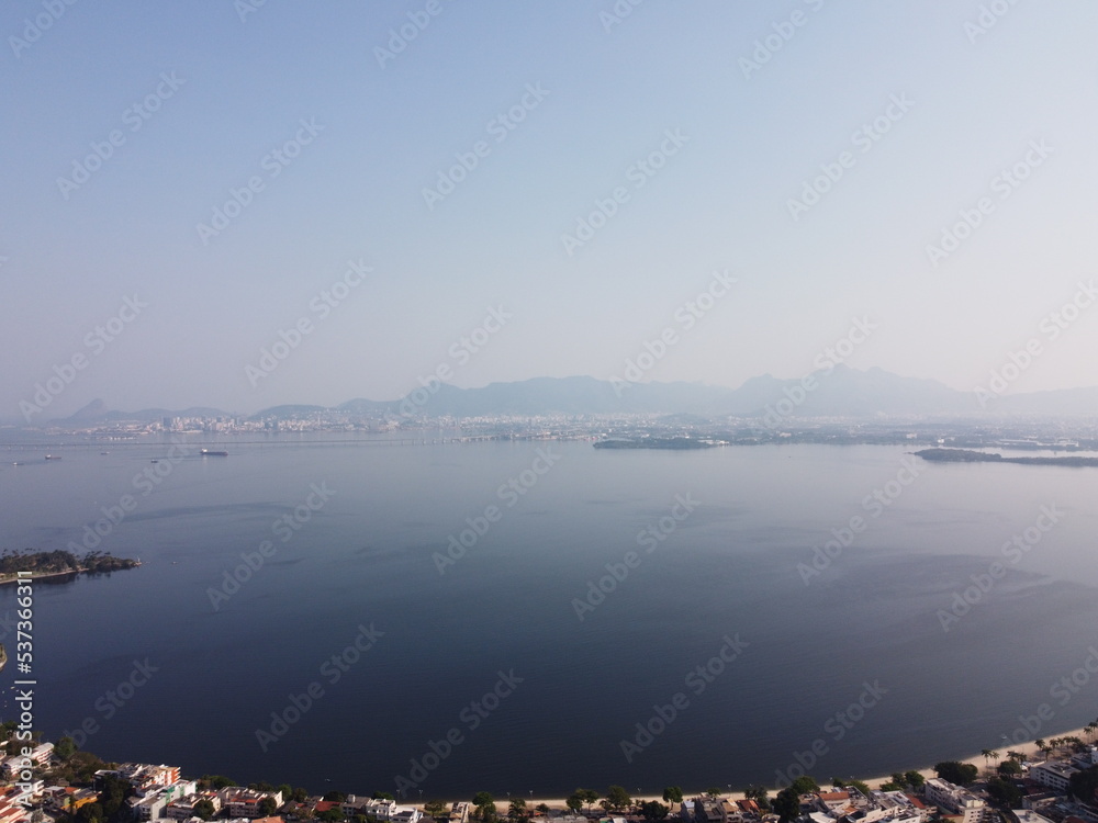view of the city from the sea Rio de Janeiro drone