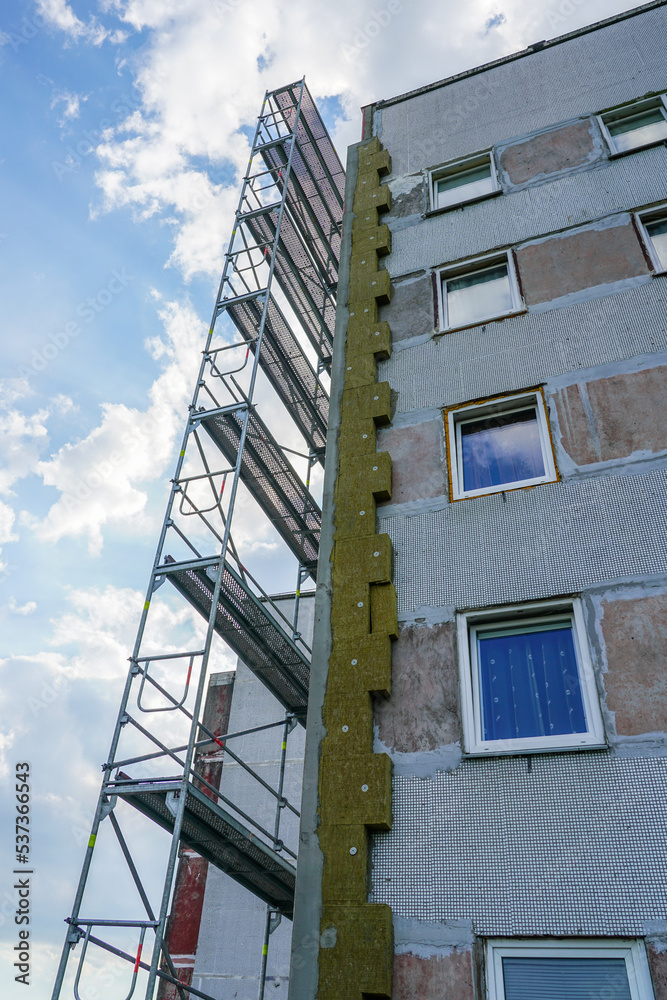Picture of Multistorey apartment house facade cladding with thick mineral rockwool ...