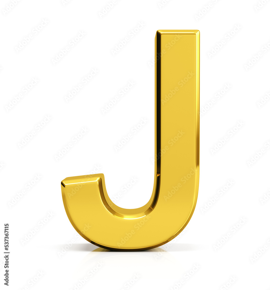 Letter J. Front view. 3d render Letter J. Front view. 3d render