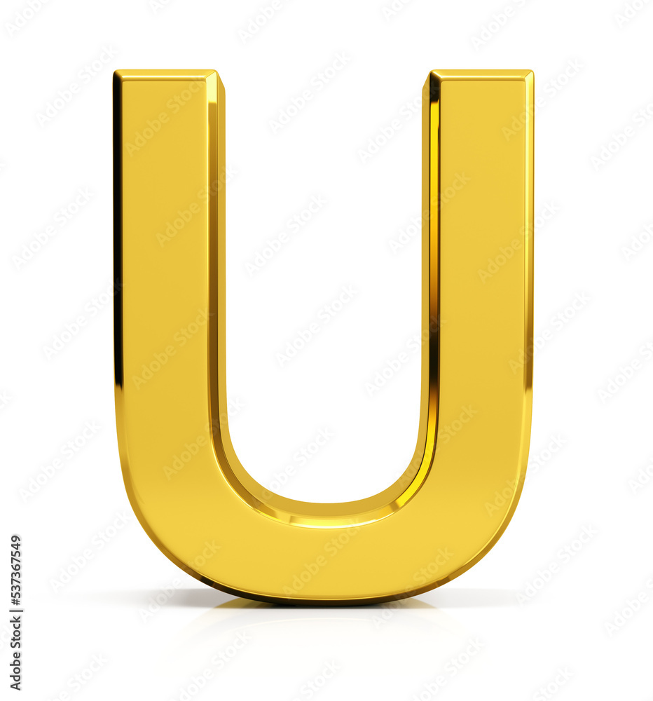 Letter U. Front view. 3d render Letter U. Front view. 3d render