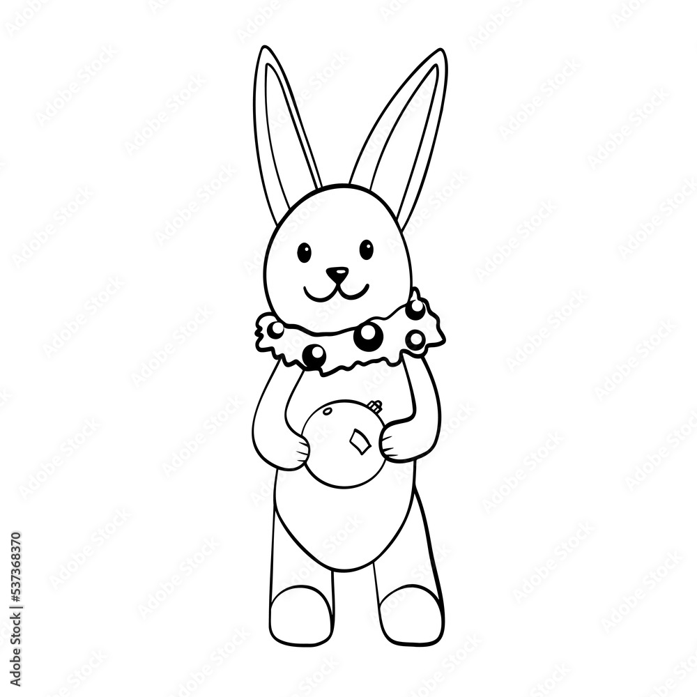 Obraz premium bunny with a Christmas ball