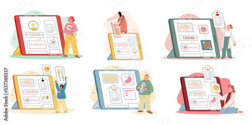 Online medical consultation and support metaphor. Online doctor. Healthcare services, Ask doctor. Tele medicine e-health service. Therapist videocalling phone screen. Diagnosis treatment of patients