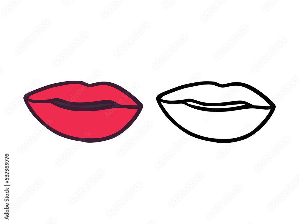 Mouth or lips in cartoon and outline style isolated on white background Mouth or lips in cartoon and outline style isolated on white background