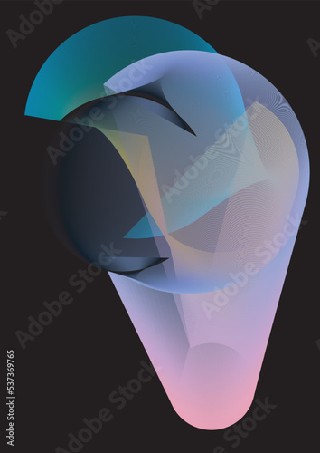 Abstract circles and waves. Rytms in color gradients. Movement, energy, perspective, composition.