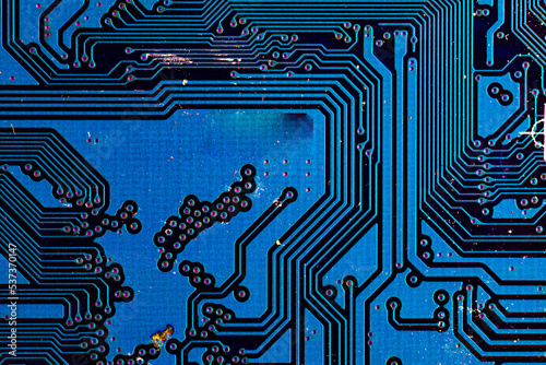 Closeup of fragments of motherboard