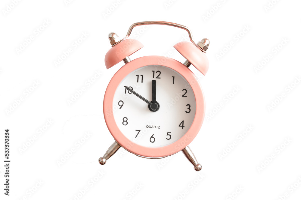 Isolated pink quartz alarm clock Isolated pink quartz alarm clock