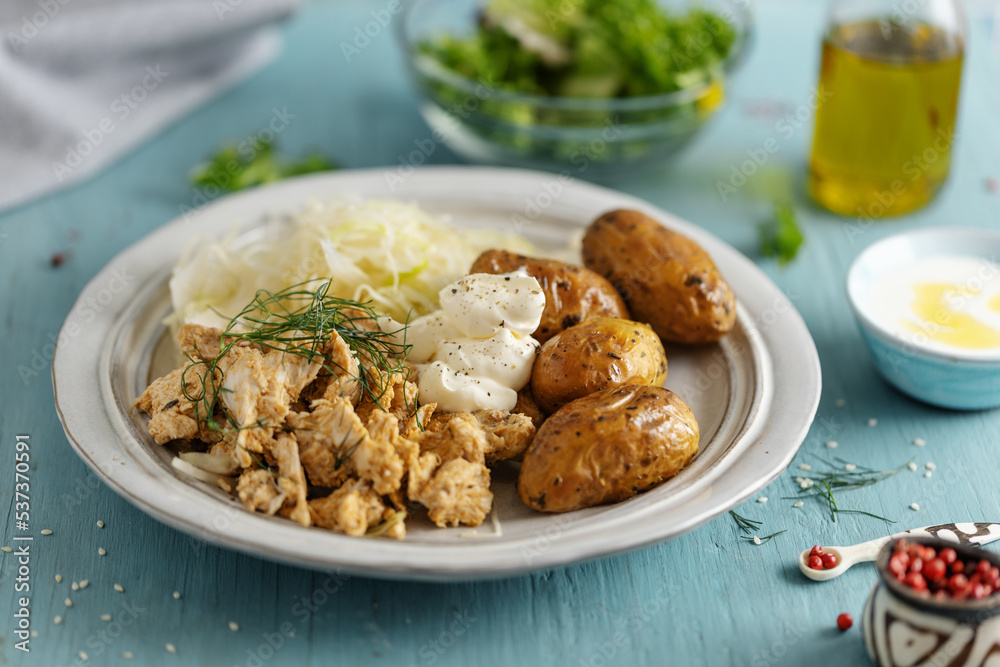 Potato with meat and cabbage Potato with meat and cabbage