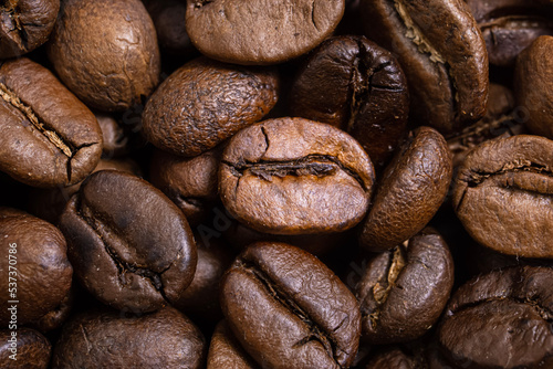 coffee beans isolated in macro 