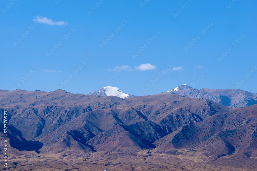 Kungoy Ala-Too or Kungey Alataw mountain view from Ysyk Kol and Tamchy village