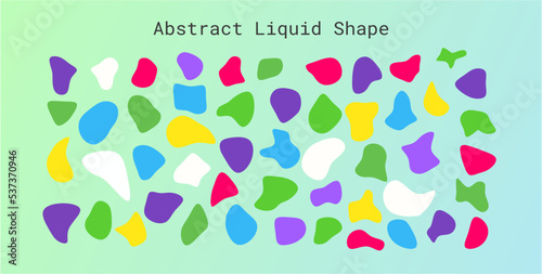 Abstract Liquid shape elements. Fluid dynamical 80s color shapes.  Vector illustration.