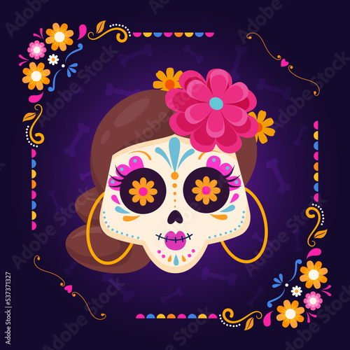 Mexico woman skull. 
Mexican traditional religious holiday Day of the Dead or Dia de Los Muertos.
