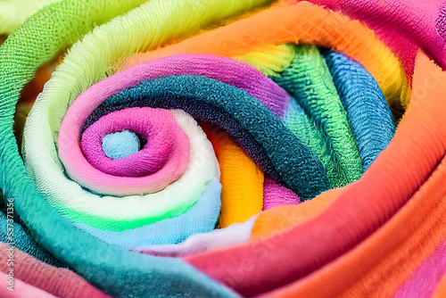abstract colorful spiral of fabric 