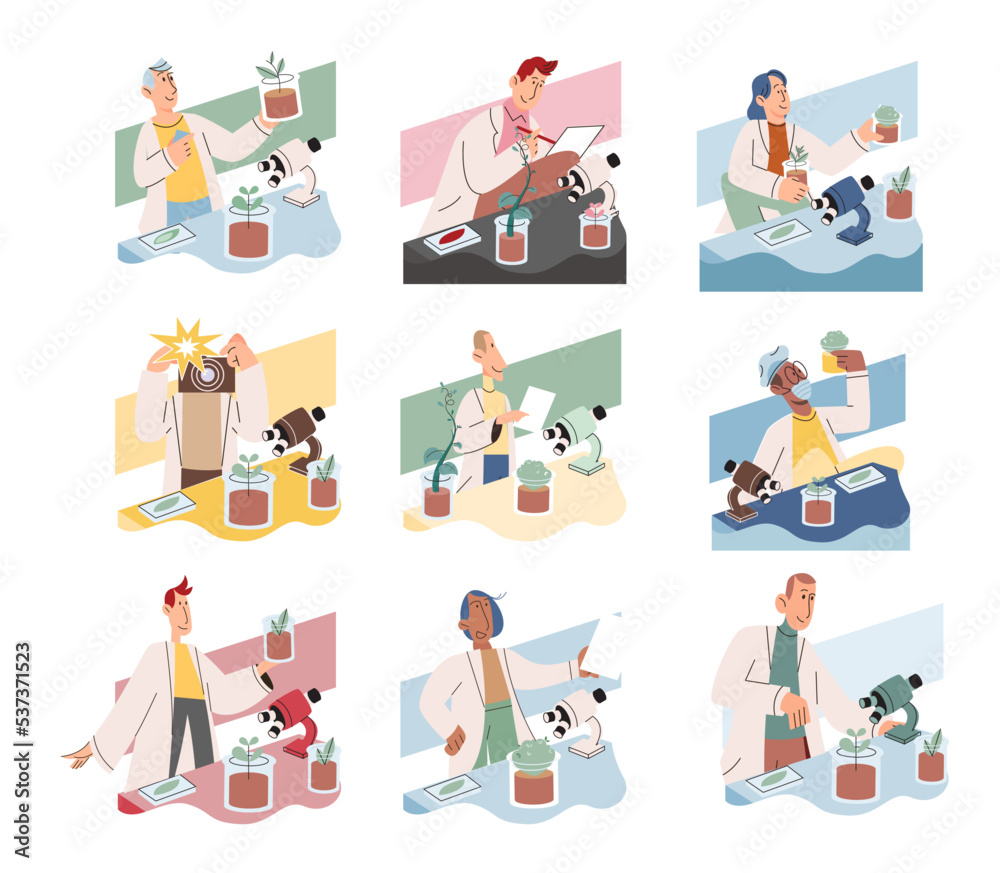 custom made wallpaper toronto digitalScientist examining plant species using laboratory microscope. Eco friendly technology research on environmental protection. Ecologist studying botany in ecological biological lab takes care of nature