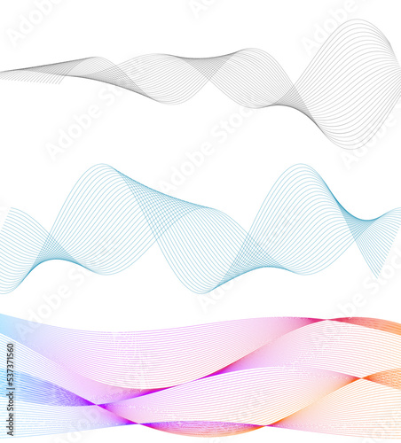 Design elements. Wave of many purple lines circle ring. Abstract vertical wavy stripes on white background isolated. Vector illustration EPS 10. Colourful waves with lines created using Blend Tool