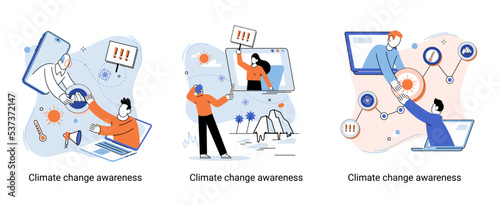 Change climate awareness metaphor, saving planet, World Environment Day, global warming ecological problems. human-induced observed and projected long-term changes mean climate. Nature saving strategy