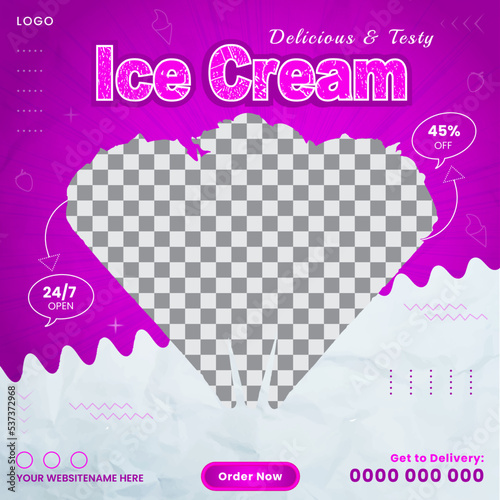 Social media delicious testy ice cream post template, food's , banner, poster design