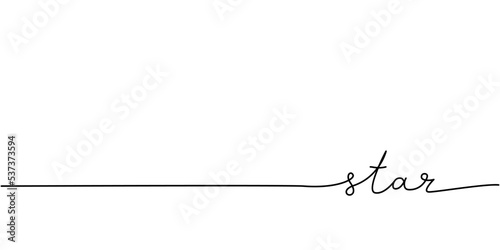 Star word - continuous one line with word. Minimalistic drawing of phrase illustration.