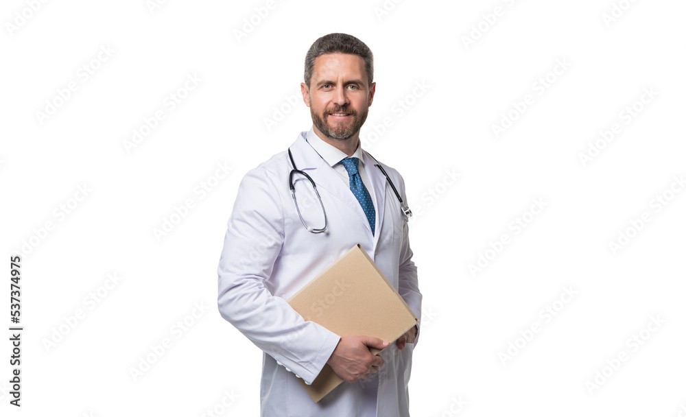 happy therapist with folder. therapist isolated on white. therapist hold medical record happy therapist with folder. therapist isolated on white. therapist hold medical record
