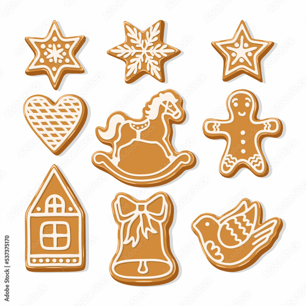 Fotografie set of gingerbread. vector illustration