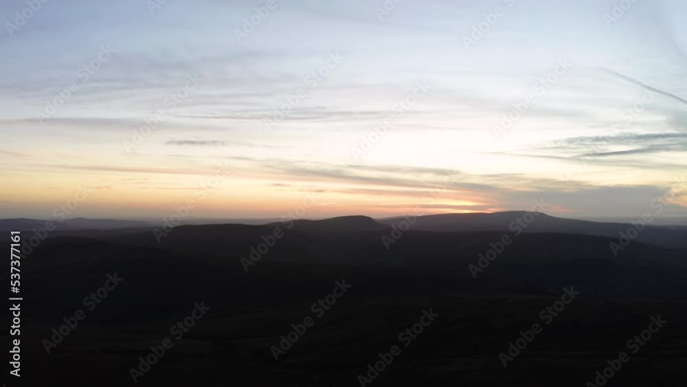 Aerial drone view of the summit of Pen-y-Fan mountain in the Brecon Beacons national park, Wales. beautiful welsh landscape in the brecon beacons. Aerial clip of rolling countryside of the Usk Valley. Aerial drone view of the summit of Pen-y-Fan mountain in the Brecon Beacons national park, Wales. beautiful welsh landscape in the brecon beacons. Aerial clip of rolling countryside of the Usk Valley.