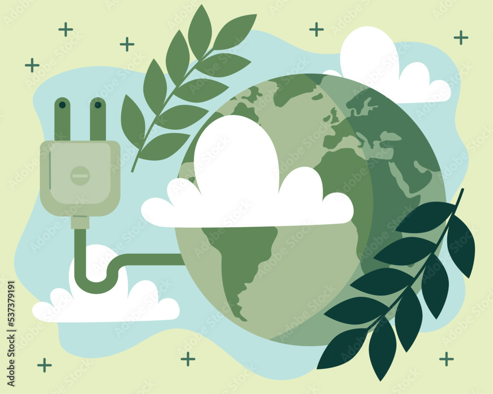 Fototapeta premium ecology world planet with energy plug
